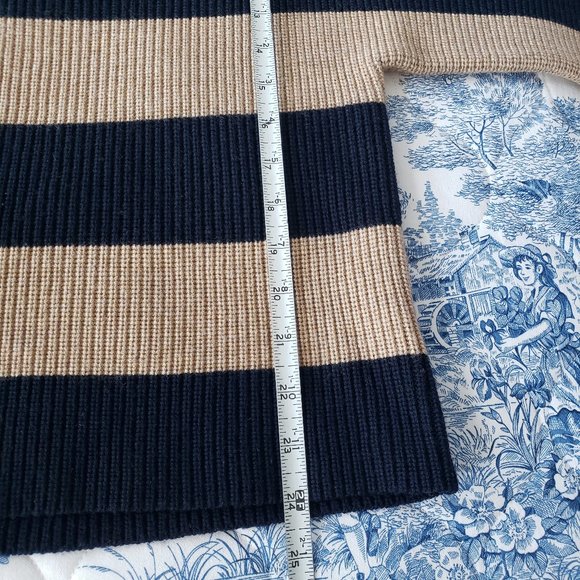 Tory Burch Wool Boat Neck Dolman Short Sleeve Striped Chunky Pullover - Picture 5 of 8